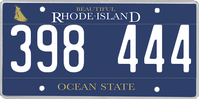 RI license plate 398444