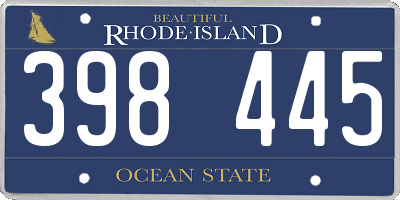 RI license plate 398445