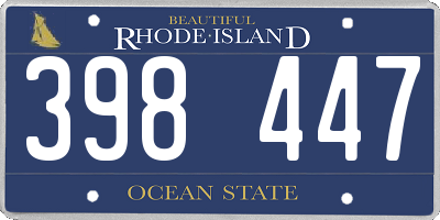 RI license plate 398447