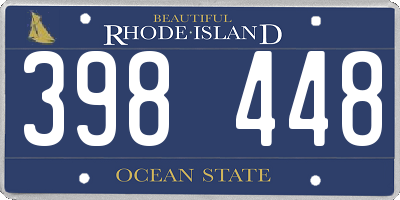 RI license plate 398448