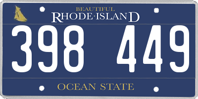 RI license plate 398449