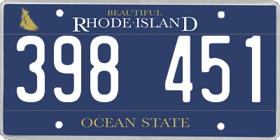 RI license plate 398451