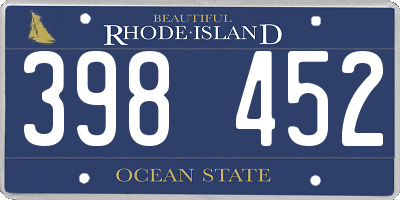 RI license plate 398452