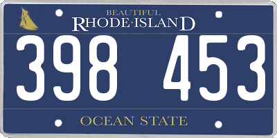 RI license plate 398453