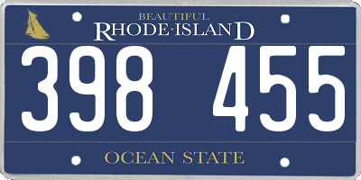 RI license plate 398455