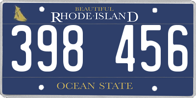 RI license plate 398456