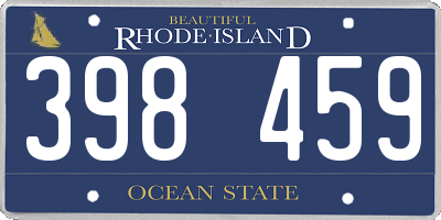 RI license plate 398459