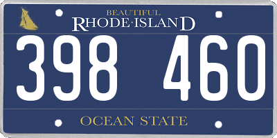 RI license plate 398460