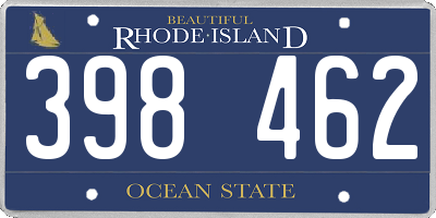 RI license plate 398462