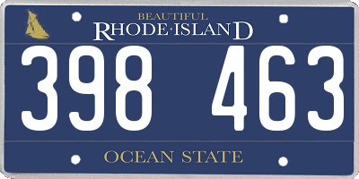 RI license plate 398463