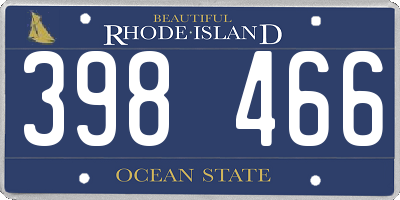 RI license plate 398466