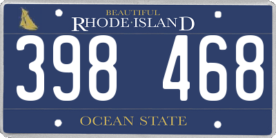 RI license plate 398468