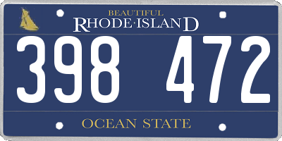 RI license plate 398472