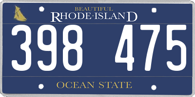RI license plate 398475