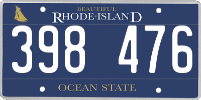 RI license plate 398476