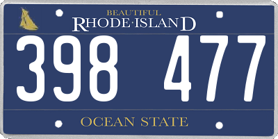 RI license plate 398477