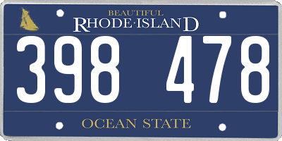 RI license plate 398478