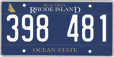 RI license plate 398481