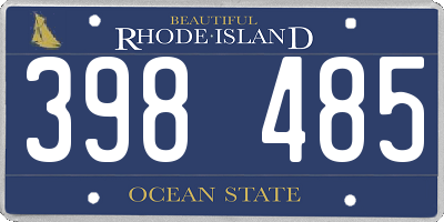 RI license plate 398485