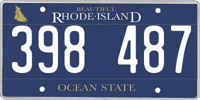 RI license plate 398487