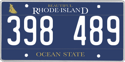 RI license plate 398489