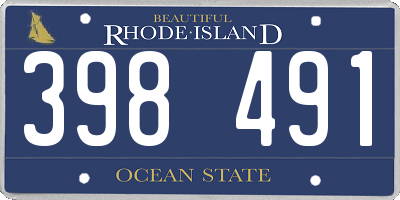 RI license plate 398491