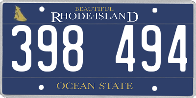RI license plate 398494