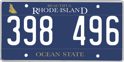 RI license plate 398496