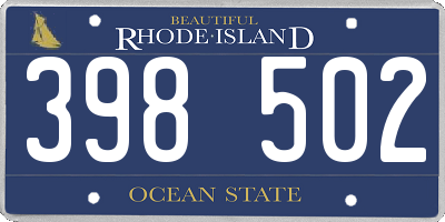 RI license plate 398502