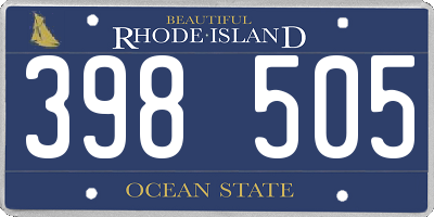 RI license plate 398505