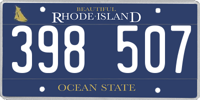 RI license plate 398507