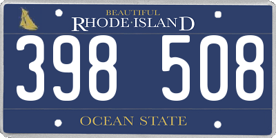 RI license plate 398508