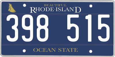 RI license plate 398515