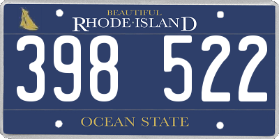 RI license plate 398522