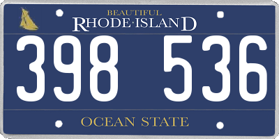 RI license plate 398536