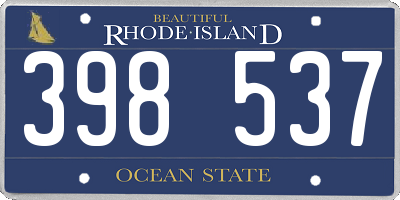 RI license plate 398537