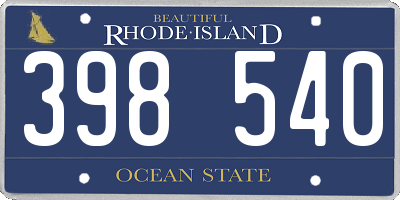 RI license plate 398540