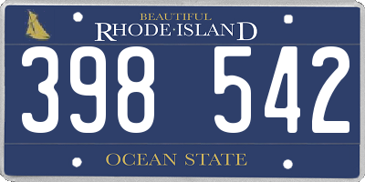 RI license plate 398542