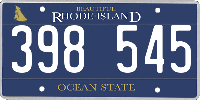 RI license plate 398545