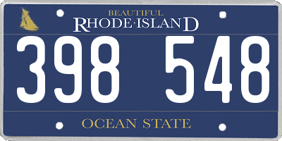 RI license plate 398548