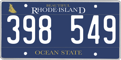 RI license plate 398549
