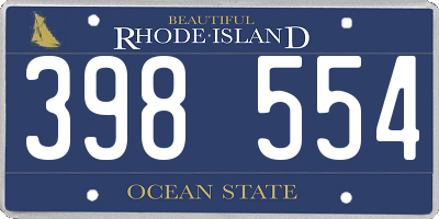 RI license plate 398554