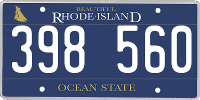 RI license plate 398560