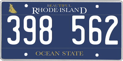 RI license plate 398562