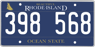 RI license plate 398568