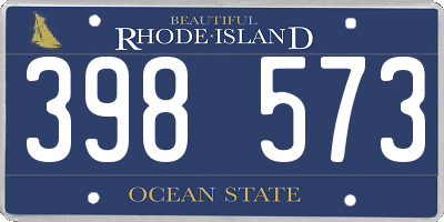 RI license plate 398573