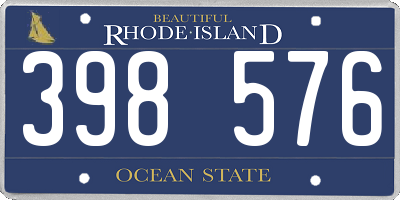 RI license plate 398576