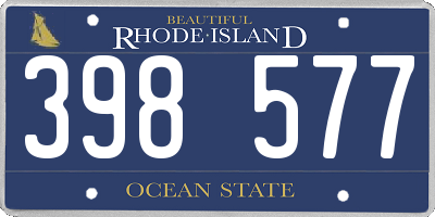 RI license plate 398577