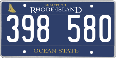 RI license plate 398580