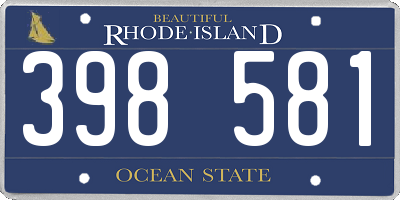 RI license plate 398581